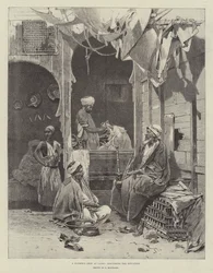 Un salon de coiffure au Caire, discutant de la situation